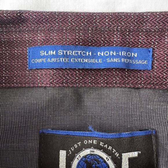 JOE Joseph Abboud Men's XLT Button Shirt Herringbone Check Burgundy-Plum Soft - Picture 6 of 13
